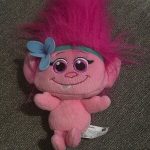 DreamWorks Poppy Trolls Plush Toy - Pink with Blue Flower